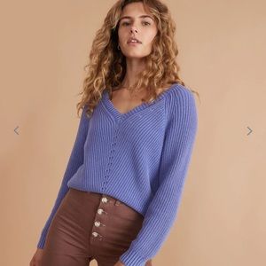 Marine Layer Ezra V-neck Sweater in Marlin Purple Size Small